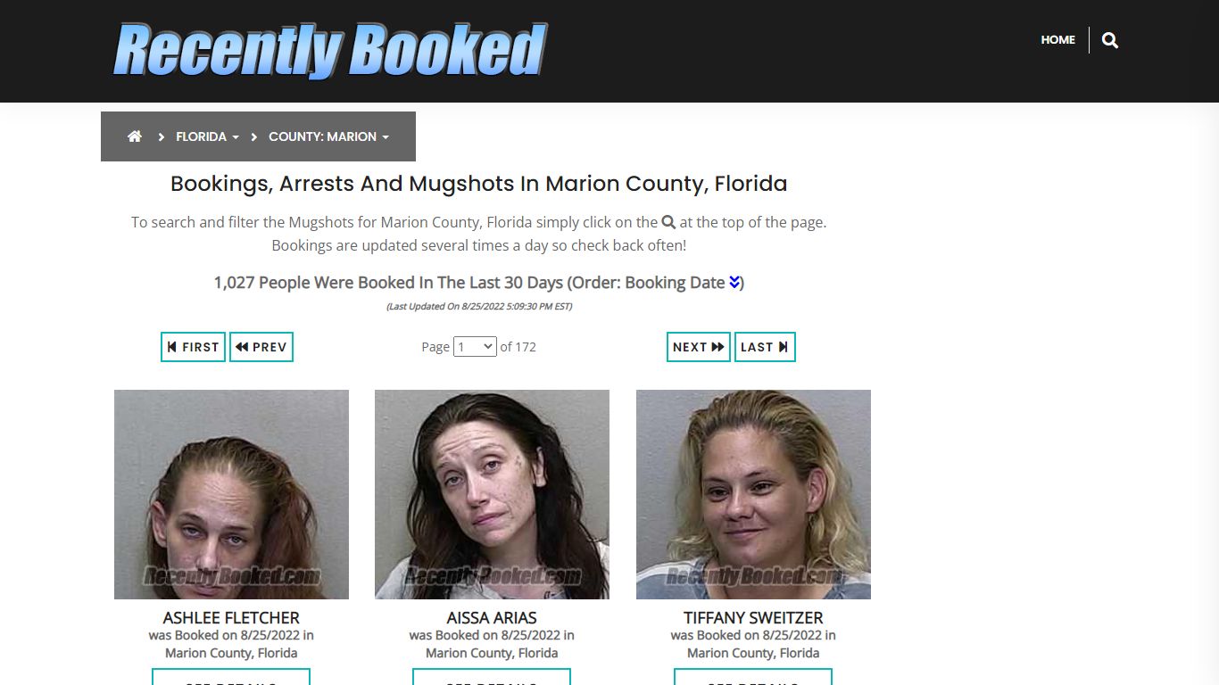 Recent bookings, Arrests, Mugshots in Marion County, Florida